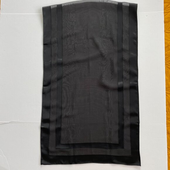 Black Evening Wrap Scarf with Satin Trim 70 x 20.75 EUC - Picture 4 of 5